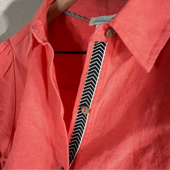 Sundance Classic Tales shirt Half Pink/Coral Linen Shirt Size XS - Picture 6 of 7